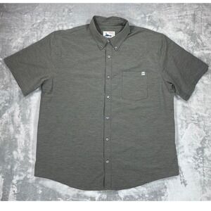 Huk Fishing Mens 2XL Gray Heather Short Sleeve Button Down Shirt Stretch Pocket